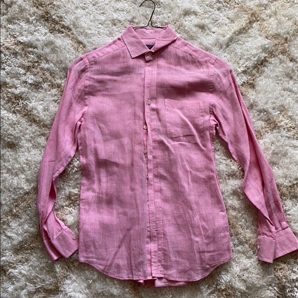 Pink Linen Button Up